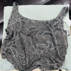 Alex Evenings Asymmetrical Gray and Black Sleeveless Tank Top